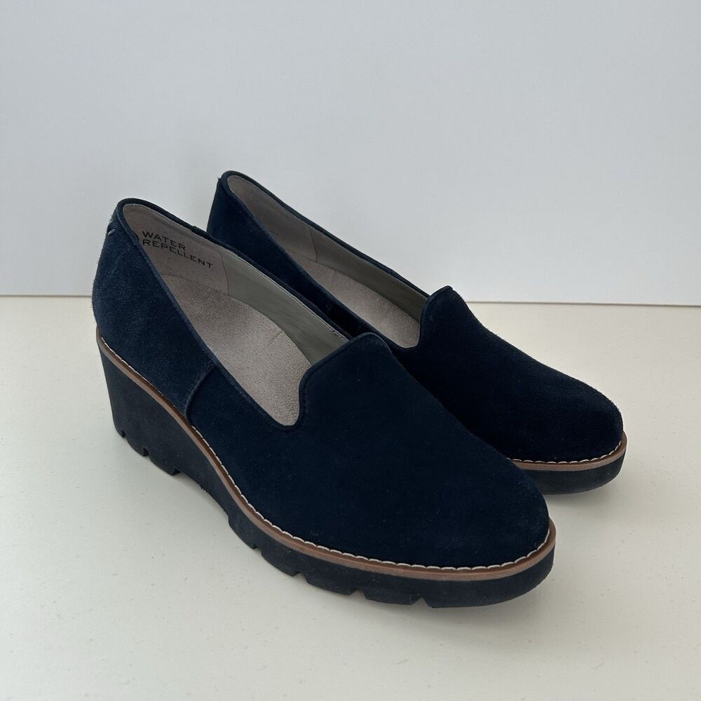 Black Suede Wedge Loafers - Water Resistant